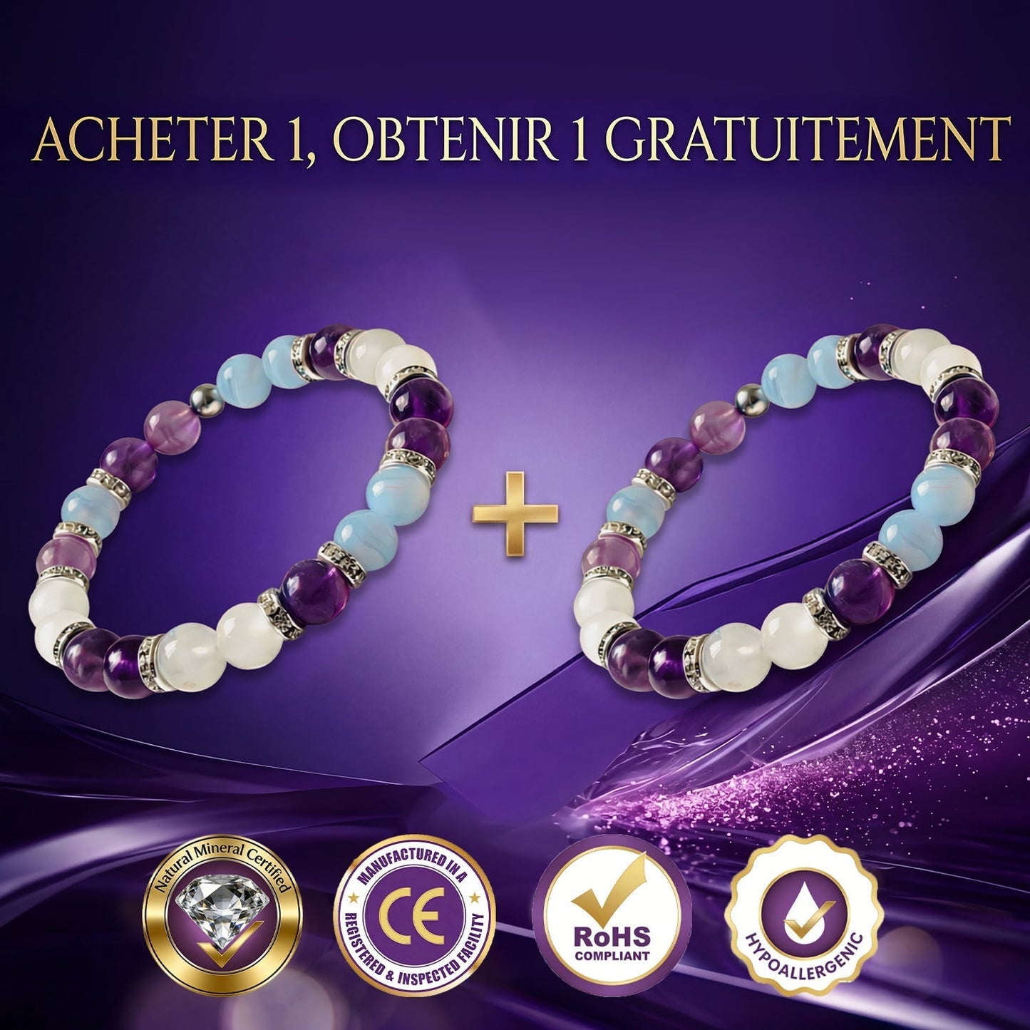 Bracelet Tranquil Tide — Aide à soulager les bouffées de chaleur, les sueurs nocturnes, l’anxiété, les douleurs articulaires, les déséquilibres hormonaux, la prise de poids et la chute de cheveux liée à la ménopause.
