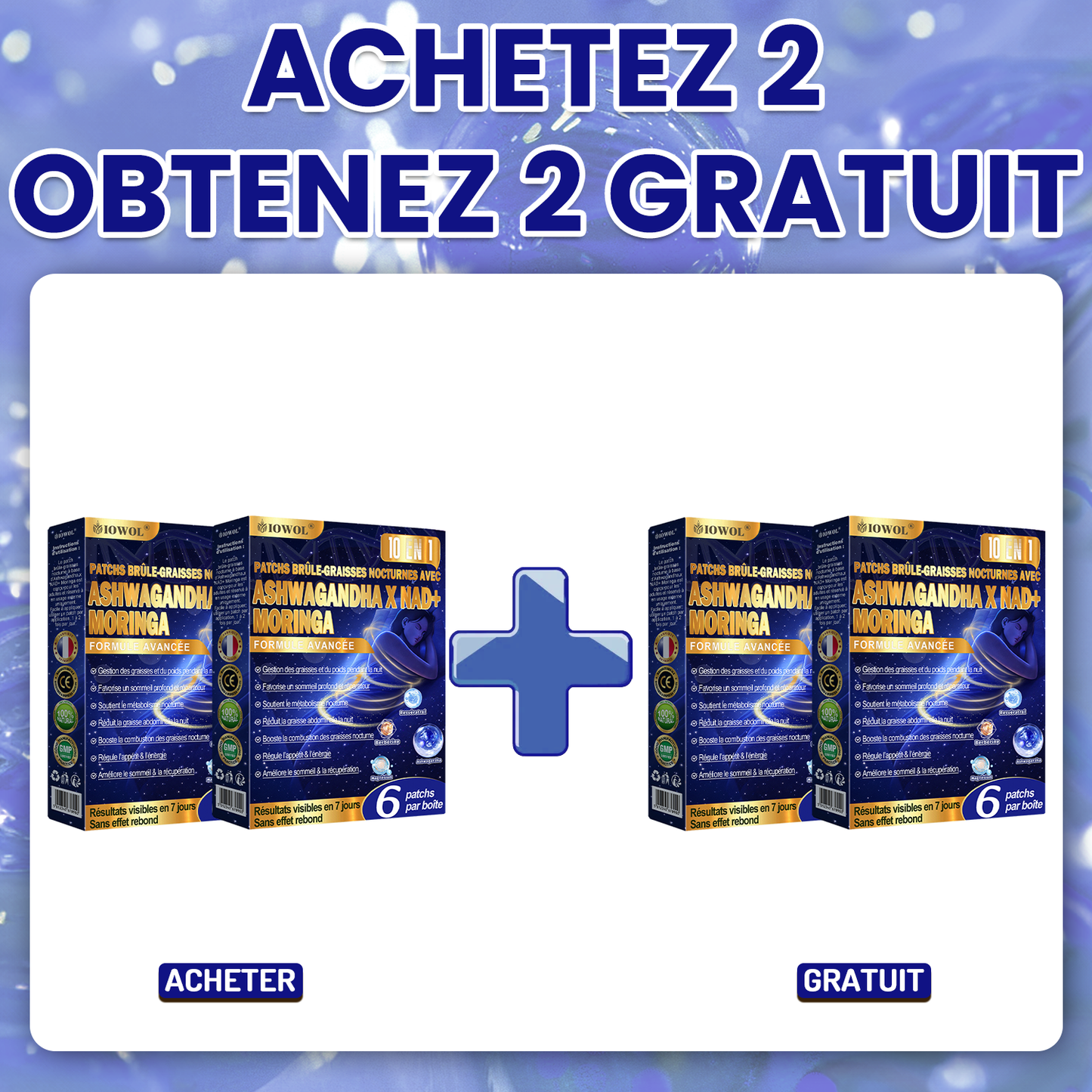 IOWOL® Patch brûle-graisse nocturne ! Zéro comprimé, zéro contrainte, zéro effort et 100 % de résultats.