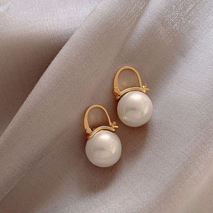 2026 New Classic Copper Alloy Smooth Metal Hoop Earrings For Woman Fashion Korean Jewelry Temperament  Daily Wear earrings